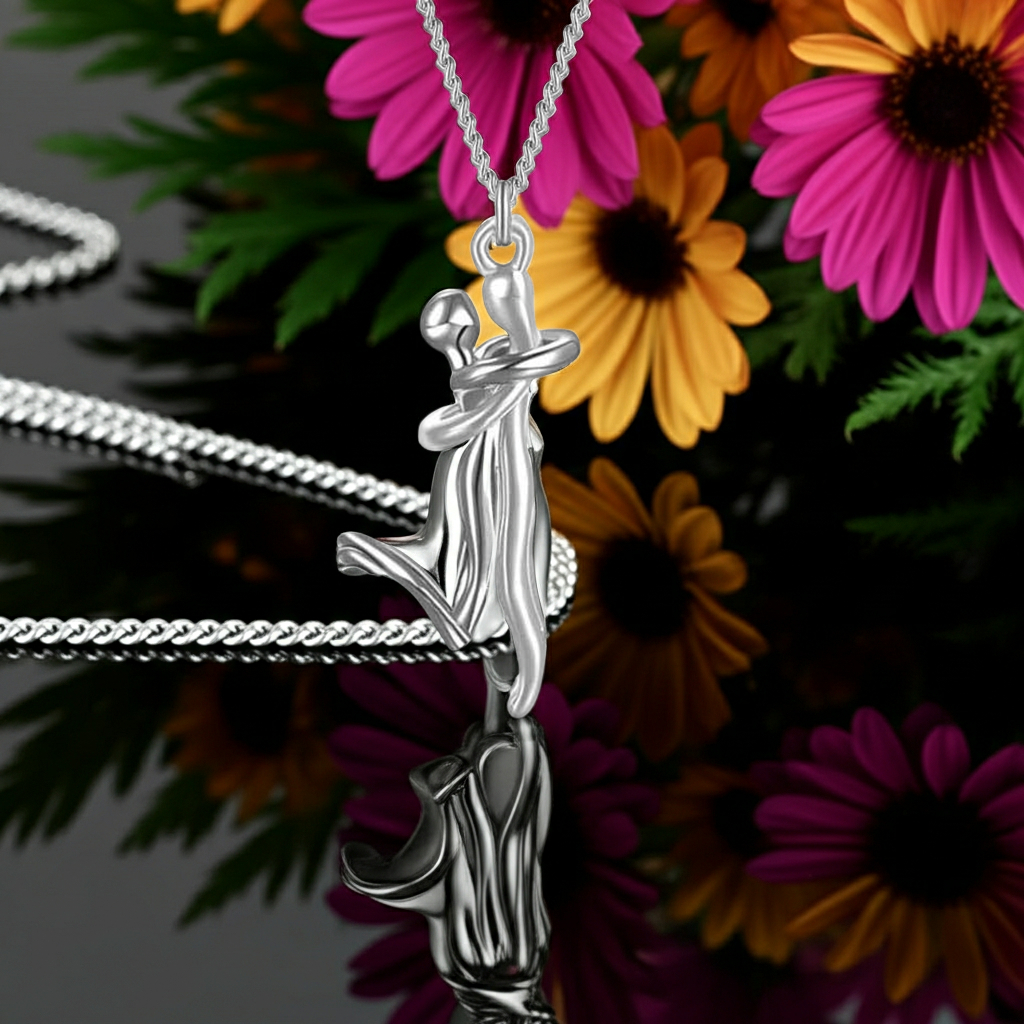 18K Love Hug Necklace Couple Anniversary Valentine's Day Gift Fashion Simple Temperament Clavicle Chain Pendant Necklace.