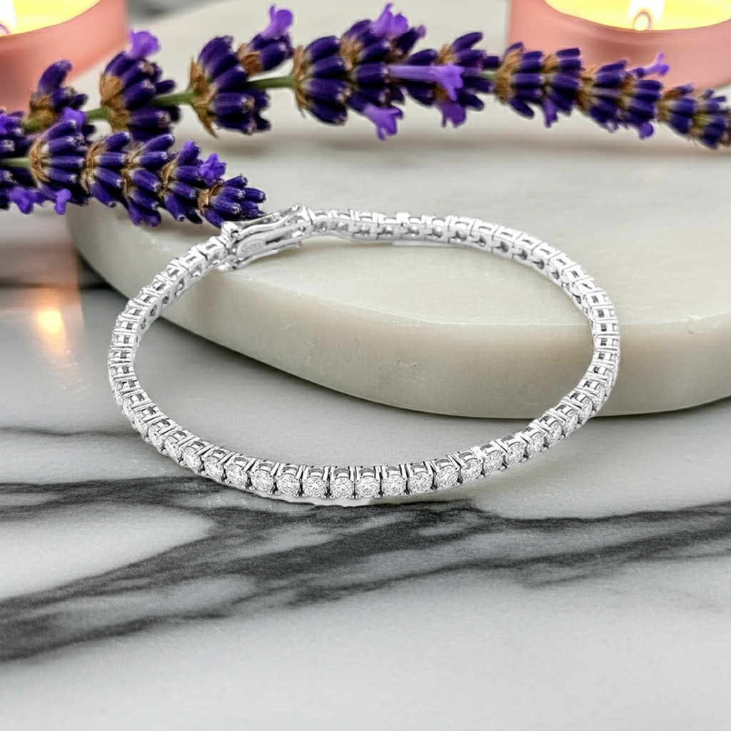 10 Points Moissanite Bracelet Tennis Chain S925 Sterling Silver.