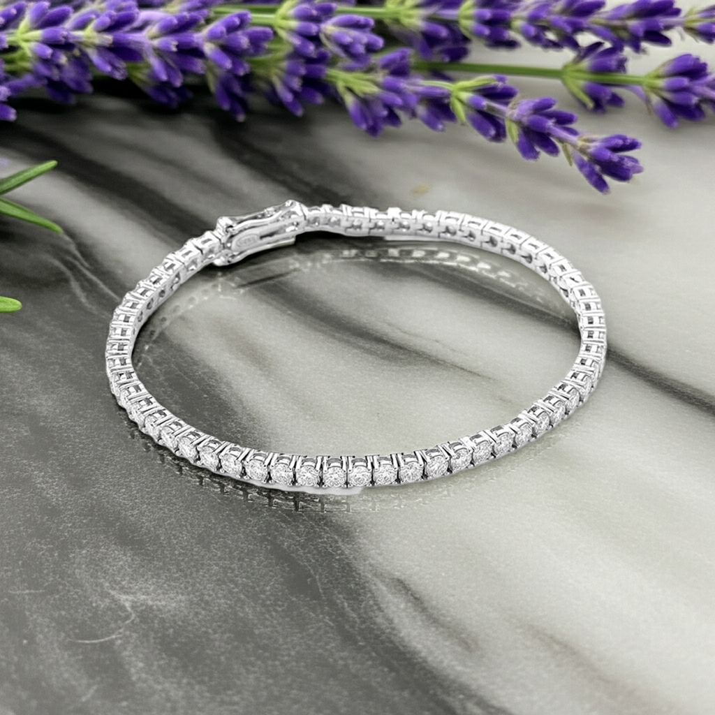 10 Points Moissanite Bracelet Tennis Chain S925 Sterling Silver.